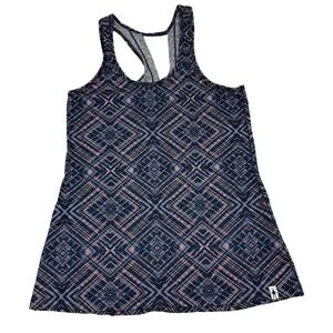Smartwool Merino 150 Tank Top Womens Small Blue Geometric Racerback Activewear